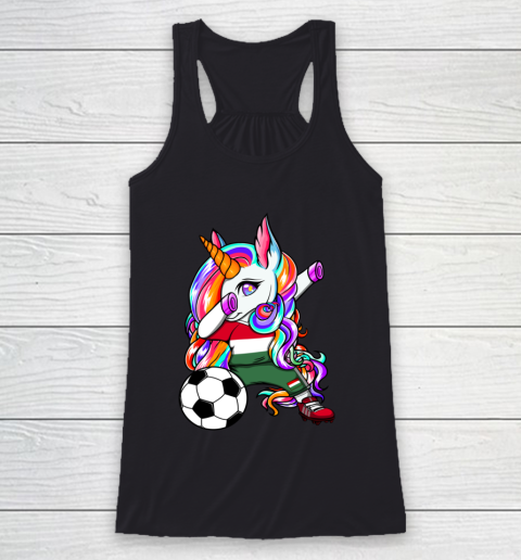 Dabbing Unicorn Hungary Soccer Fans Jersey Flag Football Racerback Tank