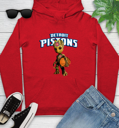 Detroit Pistons NBA Basketball Groot Marvel Guardians Of The Galaxy Youth Hoodie 11