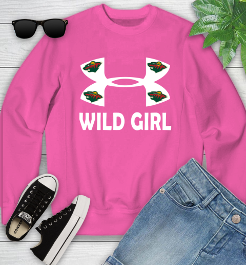 NHL Minnesota Wild Girl Under Armour Hockey Sports Youth Sweatshirt 6