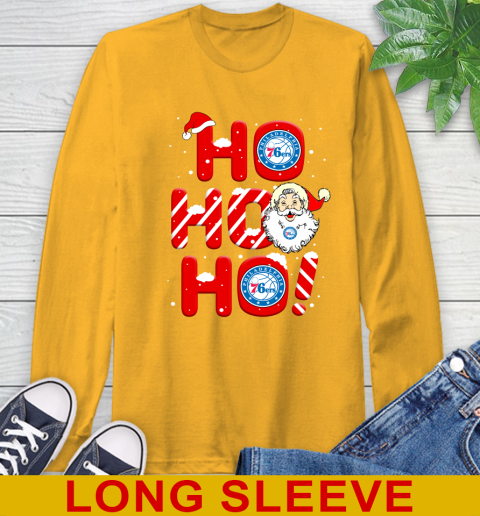 Philadelphia 76ers NBA Basketball Ho Ho Ho Santa Claus Merry Christmas Shirt Long Sleeve T-Shirt 2