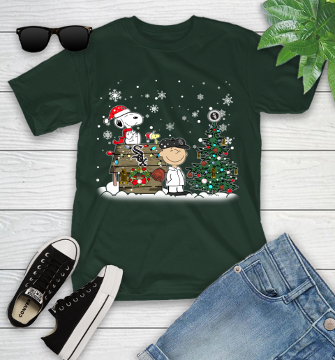 MLB Chicago White Sox Snoopy Charlie Brown Christmas Baseball Commissioner's Trophy Youth T-Shirt 5