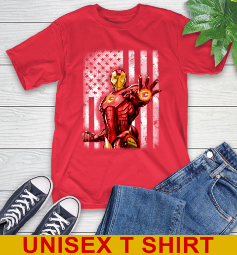 Calgary Flames NHL Hockey Iron Man Avengers American Flag Shirt T-Shirt 12