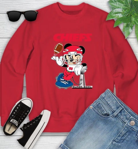 NFL Kansas city chiefs Mickey Mouse Disney Super Bowl Football T Shirt Youth Sweatshirt 9
