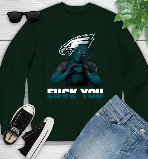 NHL Philadelphia Eagles Deadpool Love You Fuck You Football Sports Youth Sweatshirt 9