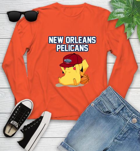 NBA Pikachu Basketball Sports New Orleans Pelicans Youth Long Sleeve 4