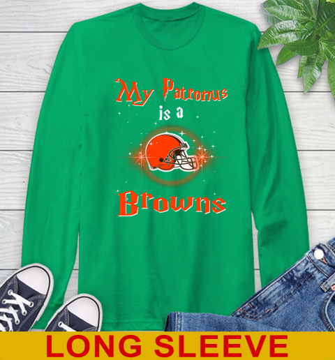 NFL Football Harry Potter My Patronus Is A Cleveland Browns Long Sleeve T-Shirt 8