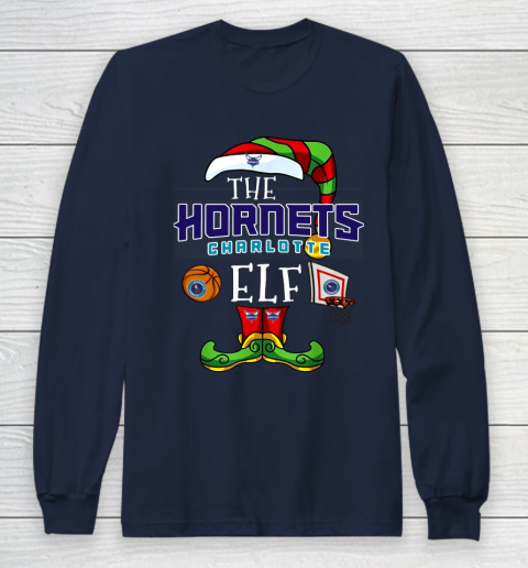 Charlotte Hornets Christmas ELF Funny NBA Long Sleeve T-Shirt 2