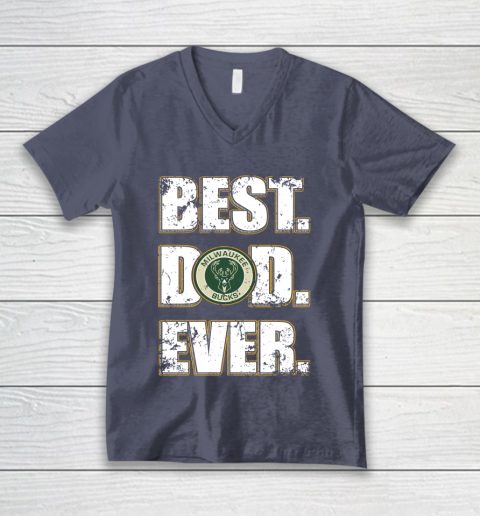 NBA Milwaukee Bucks Basketball Best Dad Ever Family Shirt V-Neck T-Shirt 7