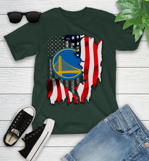 Golden State Warriors NBA Basketball American Flag Youth T-Shirt 5