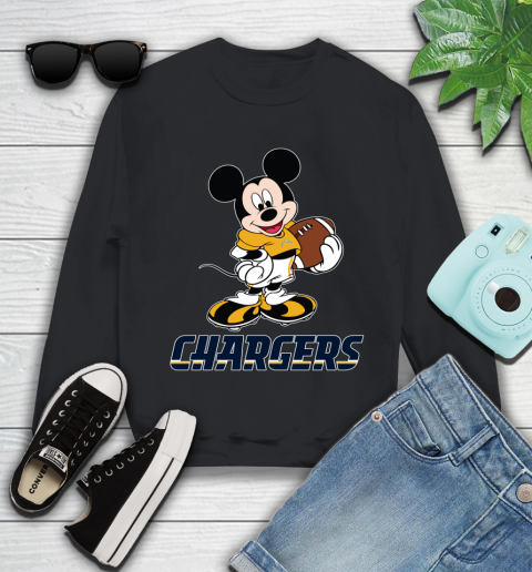 NFL Football Los Angeles Chargers Cheerful Mickey Mouse Shirt Youth Sweatshirt