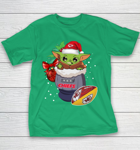 Kansas City Chiefs Christmas Baby Yoda Star Wars Funny Happy NFL Youth T-Shirt
