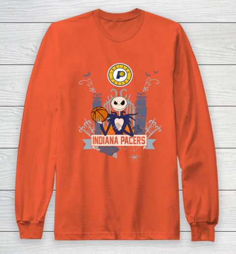 NBA Indiana Pacers Basketball Jack Skellington Halloween Long Sleeve T-Shirt 3