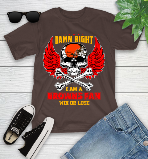 NFL Damn Right I Am A Cleveland Browns Win Or Lose Skull Football Sports Youth T-Shirt 7