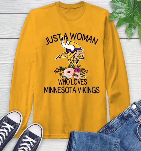 NFL Just A Woman Who Loves Minnesota Vikings Football Sports Long Sleeve T-Shirt 2