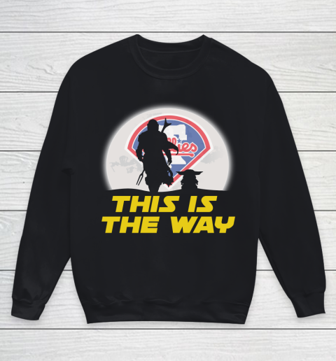 Philadelphia Phillies MLB Baseball Star Wars Yoda And Mandalorian This Is The Way Youth Sweatshirt