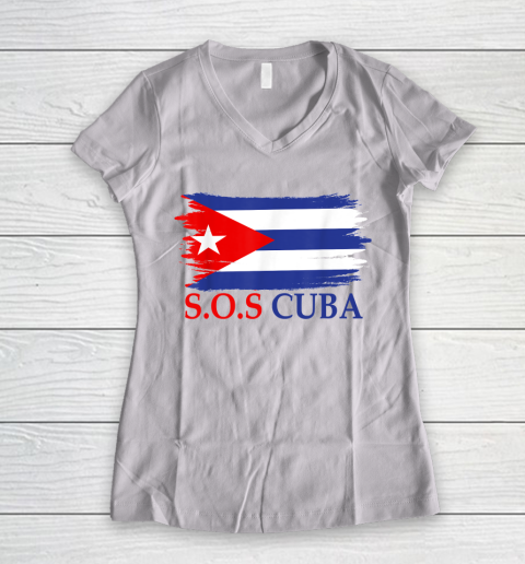Sos Cuba Cuba Flag Cuban Pride Women's V-Neck T-Shirt