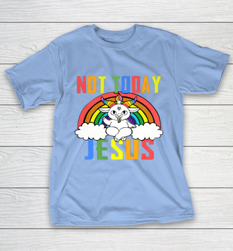 Unicorn Rainbow Not Today Jesus Premium T-Shirt 11