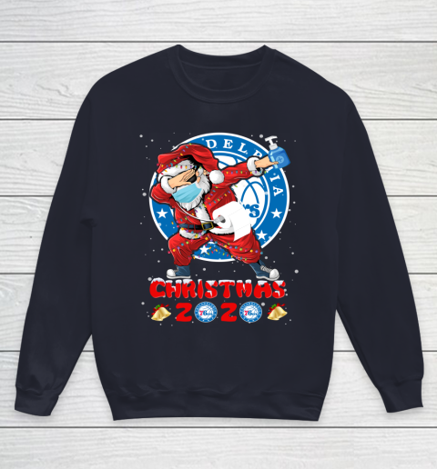 Philadelphia 76ers Funny Santa Claus Dabbing Christmas 2020 NBA Youth Sweatshirt 2