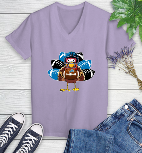 Detroit Lions Turkey Thanksgiving Day Women's V-Neck T-Shirt 14