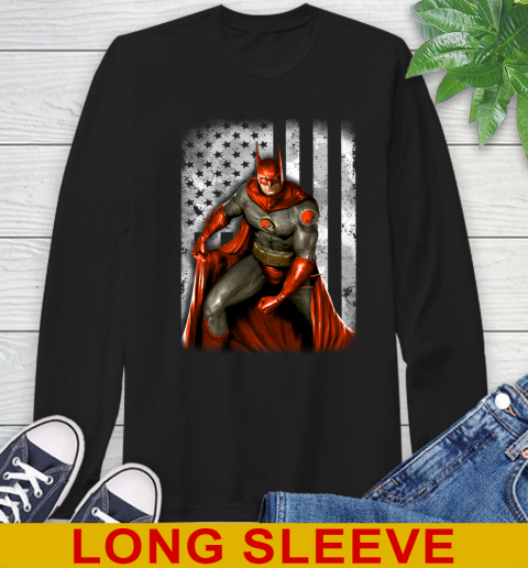 Cleveland Browns NFL Football Batman DC American Flag Shirt Long Sleeve T-Shirt