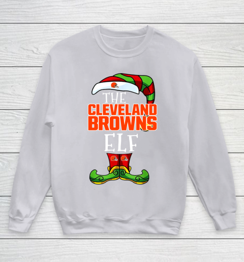 Cleveland Browns Christmas ELF Funny NFL Youth Sweatshirt 3