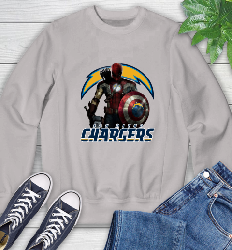 NFL Captain America Thor Spider Man Hawkeye Avengers Endgame Football San Diego Chargers Sweatshirt 12