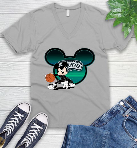 NBA San Antonio Spurs Mickey Mouse Disney Basketball V-Neck T-Shirt 4