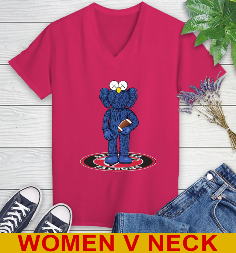 NFL Football Atlanta Falcons Kaws Bff Blue Figure Shirt Women's V-Neck T-Shirt 10