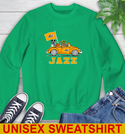 NBA Basketball Utah Jazz Darth Vader Baby Yoda Driving Star Wars Shirt Sweatshirt 6