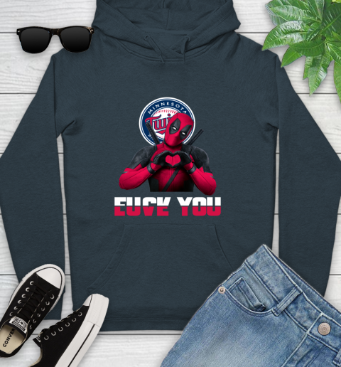 MLB Minnesota Twins Deadpool Love You Fuck You Baseball Sports Youth Hoodie 10