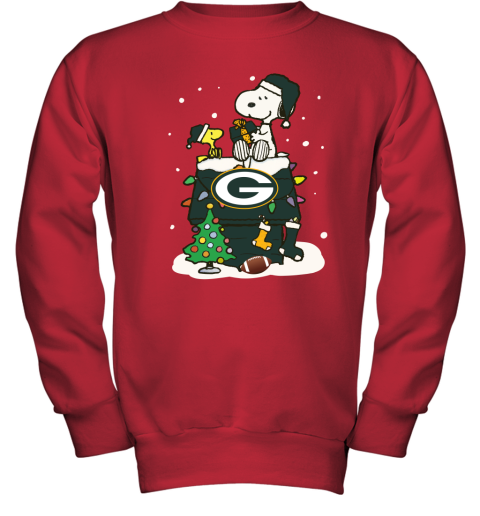 A Happy Christmas With Green Bay Packers Snoopy Youth Sweatshirt