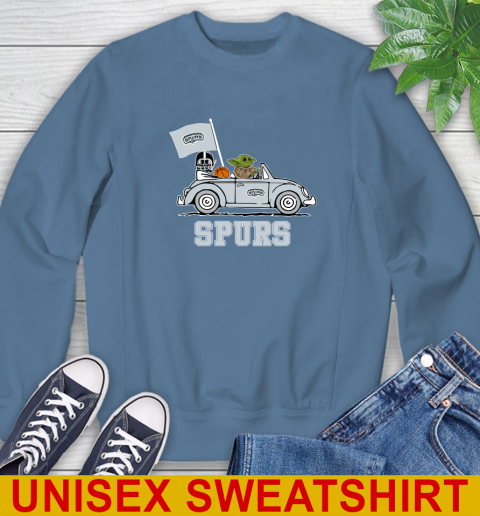 NBA Basketball San Antonio Spurs Darth Vader Baby Yoda Driving Star Wars Shirt Sweatshirt 8