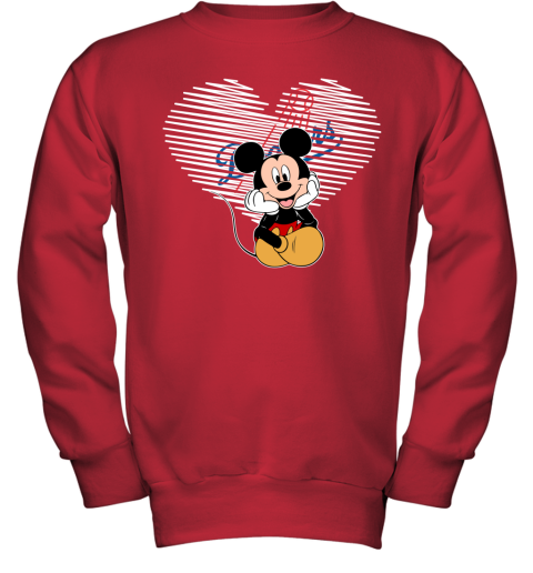 MLB Los Angeles Dodgers The Heart Mickey Mouse Disney Baseball T Shirt_000  Women's T-Shirt