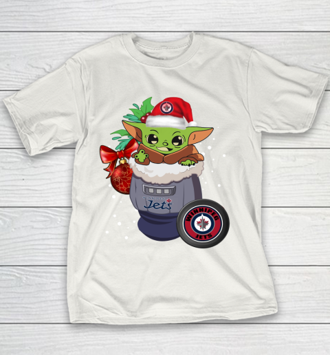 Winnipeg Jets Christmas Baby Yoda Star Wars Funny Happy NHL Youth T-Shirt 3