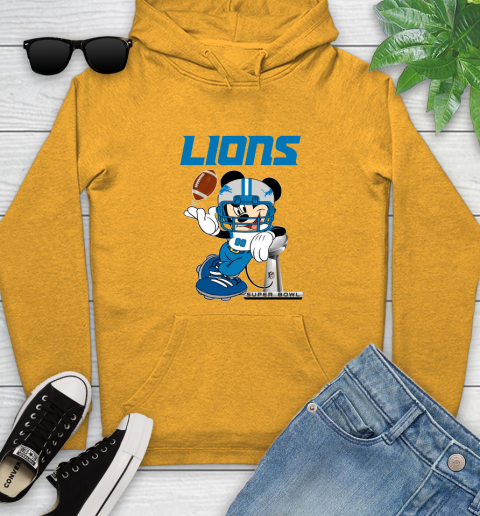 NFL Detroit Lions Mickey Mouse Disney Super Bowl Football T Shirt Youth Hoodie 3