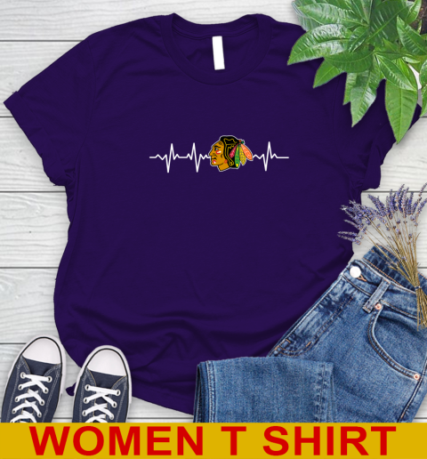 Chicago Blackhawks NHL Hockey Heart Beat Shirt Women's T-Shirt 4