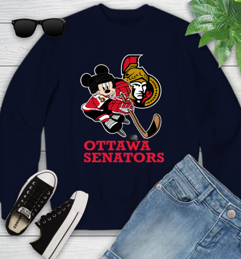 NHL Ottawa Senators Mickey Mouse Disney Hockey T Shirt Youth Sweatshirt 3