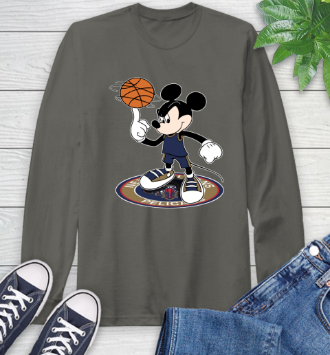 NBA Basketball New Orleans Pelicans Cheerful Mickey Disney Shirt Long Sleeve T-Shirt 9