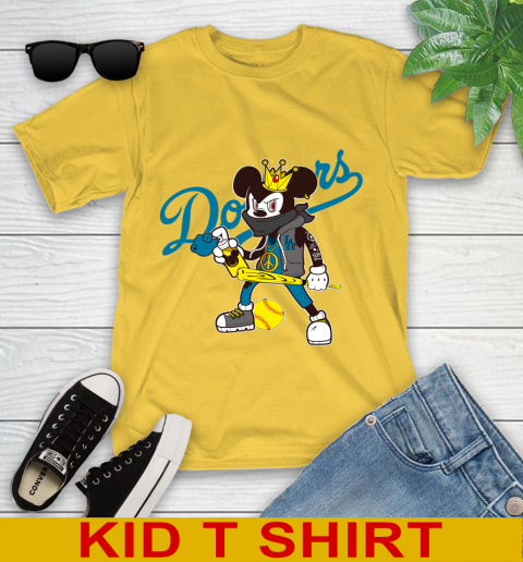 Los Angeles Dodgers MLB Baseball Mickey Peace Sign Sports Youth T-Shirt 8
