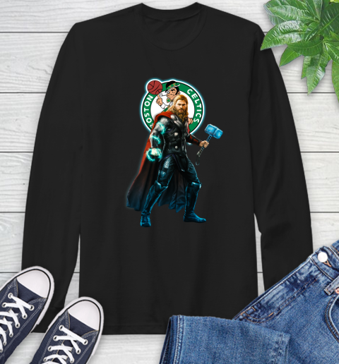 NBA Thor Avengers Endgame Basketball Boston Celtics Long Sleeve T-Shirt 2