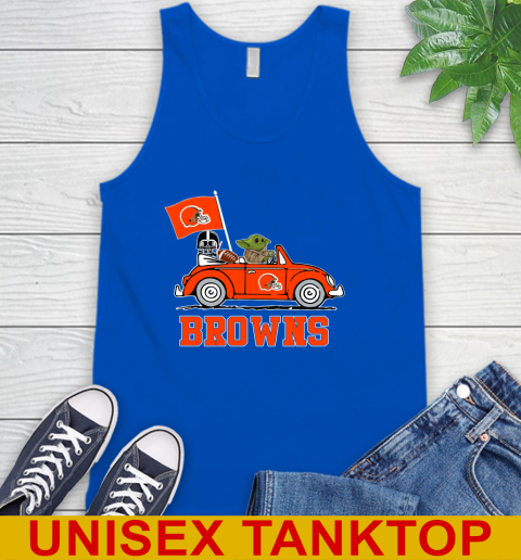 NFL Football Cleveland Browns Darth Vader Baby Yoda Driving Star Wars Shirt Tank Top 5