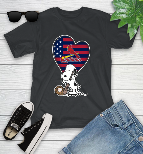 St.Louis Cardinals MLB Baseball The Peanuts Movie Adorable Snoopy Youth T-Shirt 2