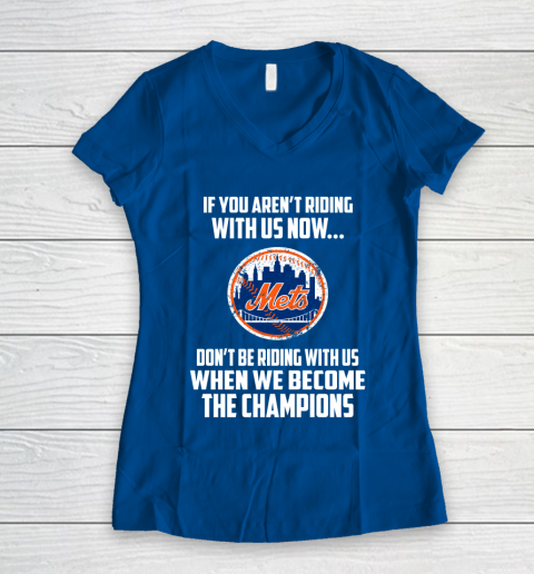 MLB New York Mets Baseball We Become The Champions Women's V-Neck T-Shirt 7