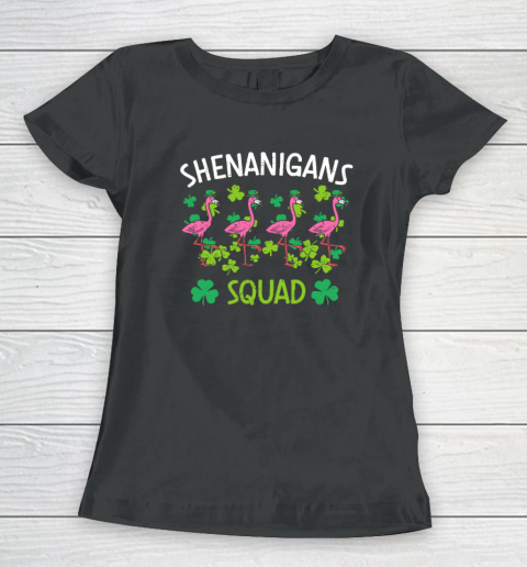 Shenanigans Squad Irish Flamingo St Patricks Day Bird Animal Women's T-Shirt