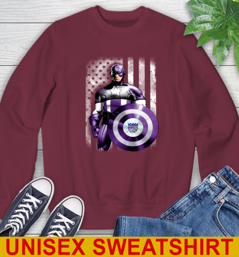 Sacramento Kings NBA Basketball Captain America Marvel Avengers American Flag Shirt Sweatshirt 6
