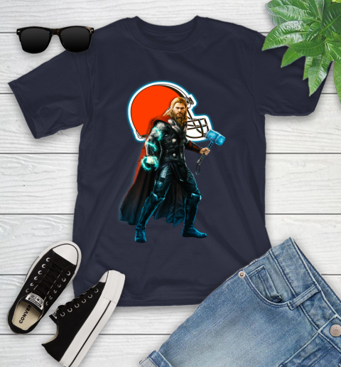 NFL Thor Avengers Endgame Football Cleveland Browns Youth T-Shirt 3