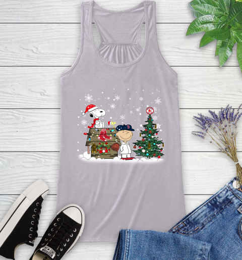 MLB Boston Red Sox Snoopy Charlie Brown Christmas Baseball Commissioner's Trophy Racerback Tank 4