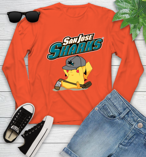 NHL Pikachu Hockey Sports San Jose Sharks Youth Long Sleeve 4