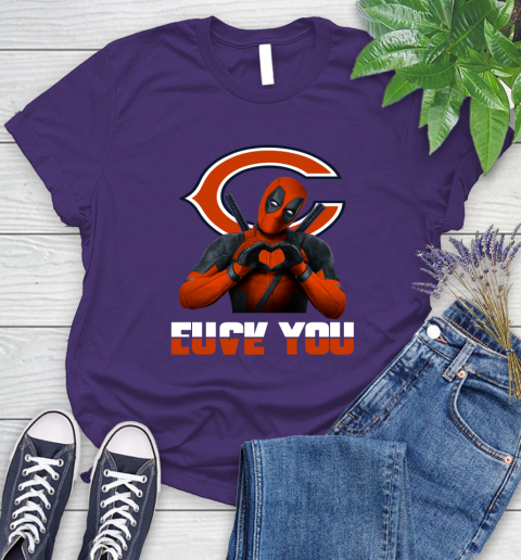 NHL Chicago Bears Deadpool Love You Fuck You Football Sports Women's T-Shirt 4