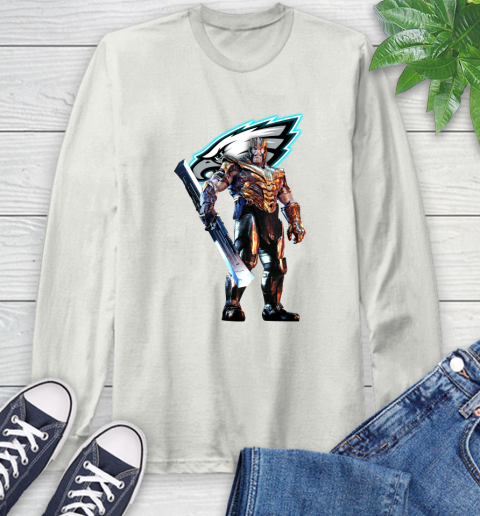 NFL Thanos Gauntlet Avengers Endgame Football Philadelphia Eagles Long Sleeve T-Shirt 12